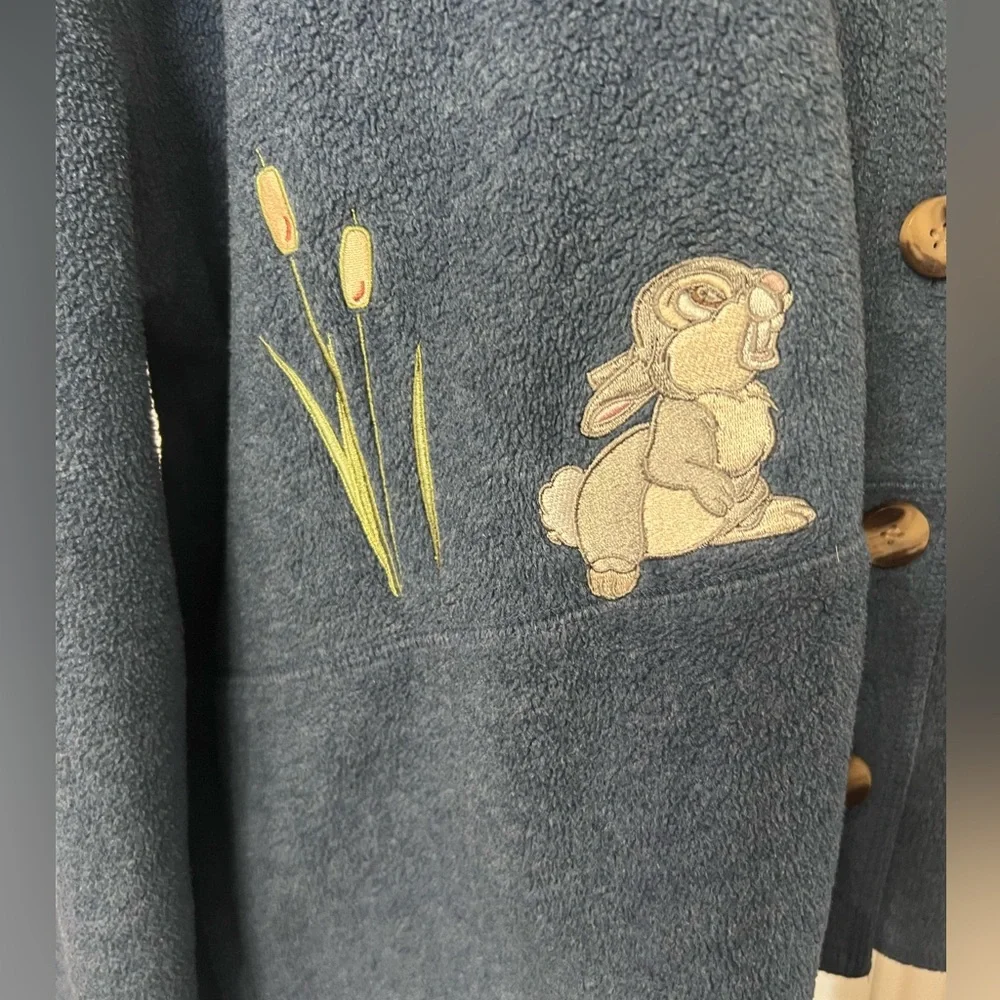 Vintage Disney Bambi 1XL Button Up Embroidery Cardigan Fleece Soft Sweater - Picture 7 of 10